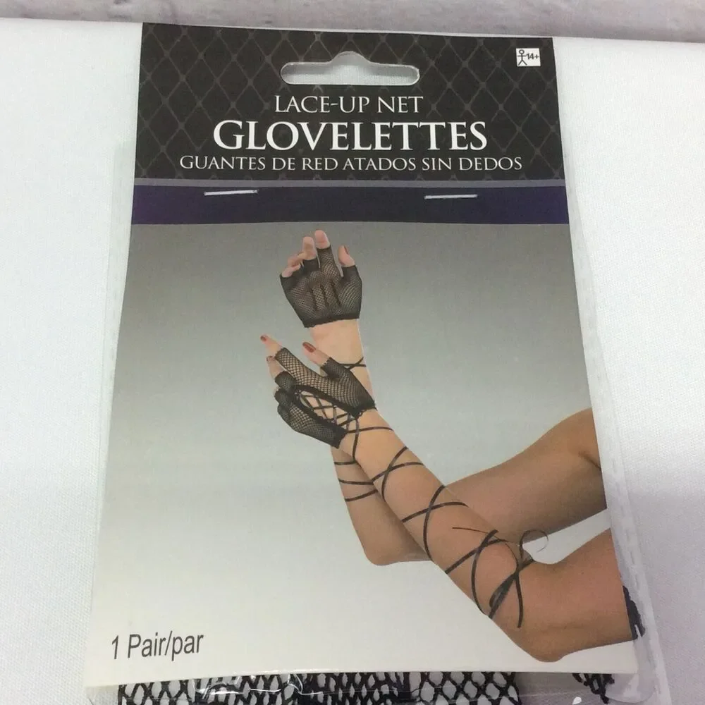 Lace-up Net Glovelettes Women's Age 14+ Black Halloween Cosplay Costume Dress Up